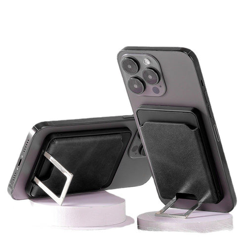 Accesoriu pentru telefon 3 in 1 Klevo, incarcator Wirelles Magsafe, portofel si suport, negru