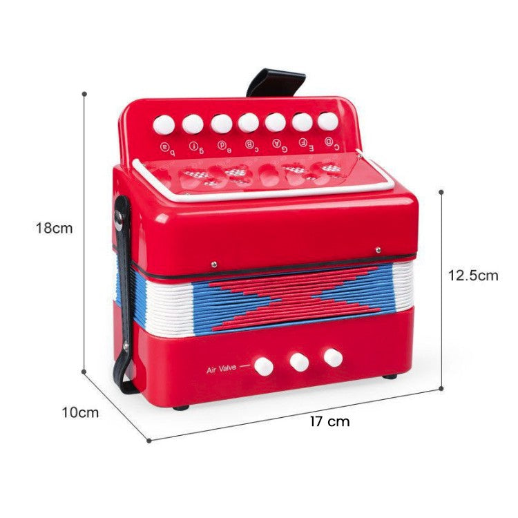Acordeon Pentru Copii, Klevo, Acordeon Jucarie pentru Educatie Timpurie, 7 butoane 2 bass, Acordeon Instrument Muzical pentru Copii, 18 x 17 x 10 cm, Rosu