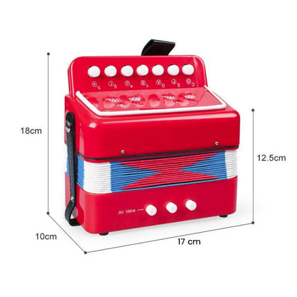 Acordeon Pentru Copii, Klevo, Acordeon Jucarie pentru Educatie Timpurie, 7 butoane 2 bass, Acordeon Instrument Muzical pentru Copii, 18 x 17 x 10 cm, Rosu