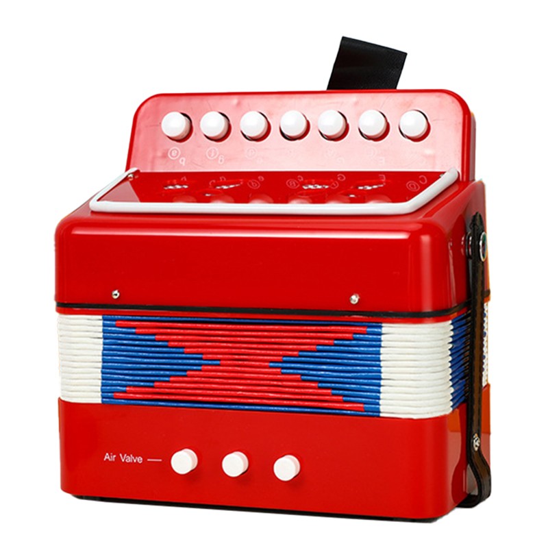 Acordeon Pentru Copii, Klevo, Acordeon Jucarie pentru Educatie Timpurie, 7 butoane 2 bass, Acordeon Instrument Muzical pentru Copii, 18 x 17 x 10 cm, Rosu