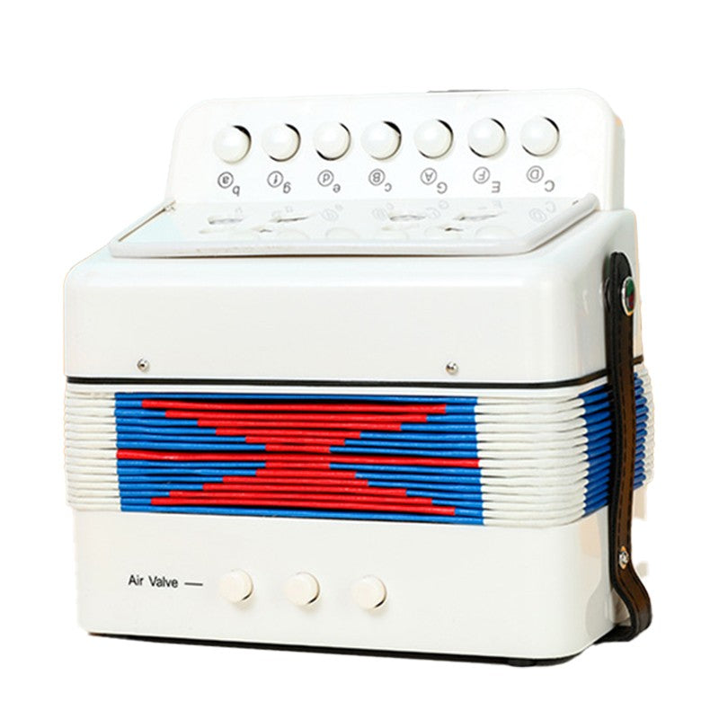 Acordeon Pentru Copii, Klevo, Acordeon Jucarie pentru Educatie Timpurie, 7 butoane 2 bass, Acordeon Instrument Muzical pentru Copii, 18 x 17 x 10 cm, Alb
