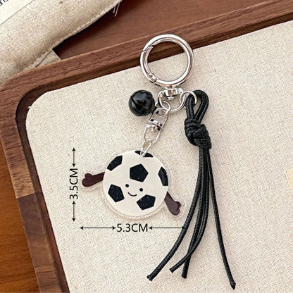 Breloc Chei, Klevo, Model Minge de Fotbal, Pandantiv Minge, Cupa Mondiala, Accesoriu Pentru Chei si Rucsac, Material Acril, Alb/Negru