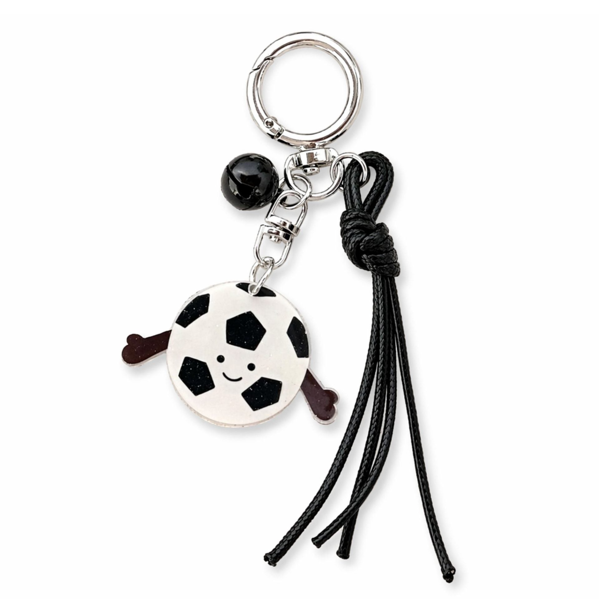 Breloc Chei, Klevo, Model Minge de Fotbal, Pandantiv Minge, Cupa Mondiala, Accesoriu Pentru Chei si Rucsac, Material Acril, Alb/Negru