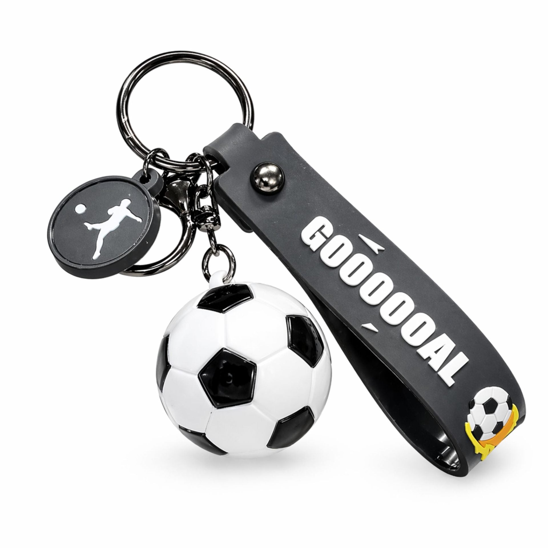 Breloc Chei, Klevo, Model Minge de Fotbal, Cupa Mondiala, Accesoriu Pentru Chei si Rucsac, Material Acril, 50 g, Alb/Negru