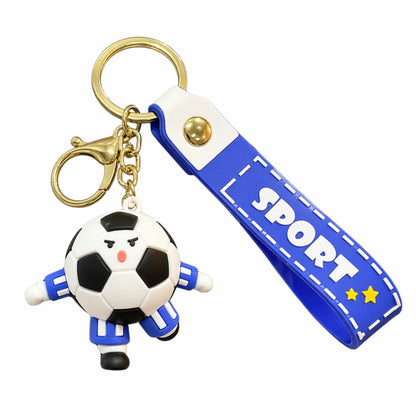 Breloc Chei, Klevo, Model Minge de Fotbal cu Casti, Cupa Mondiala, Accesoriu Pentru Chei si Rucsac, Material Acril, 50 g, Albastru