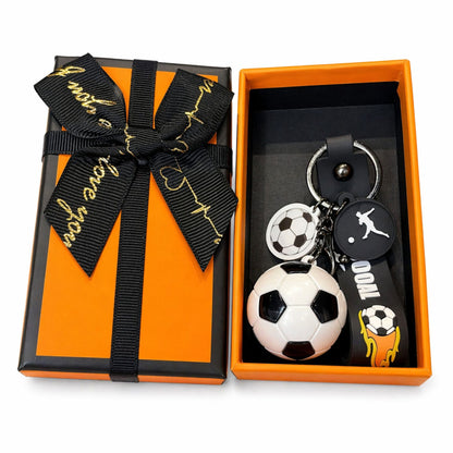 Breloc Chei, Klevo, Model Minge de Fotbal,Pandantiv Minge, Cupa Mondiala, Accesoriu Pentru Chei si Rucsac, Cutie Cadou, Material Acril, 50 g, Alb/Negru