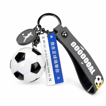 Breloc Chei, Klevo, Model Minge de Fotbal, Mesaj Următoarea Oprire: Stadion de fotbal, Cupa Mondiala, Accesoriu Pentru Chei si Rucsac, Material Acril, 50 g, Albastru/Negru
