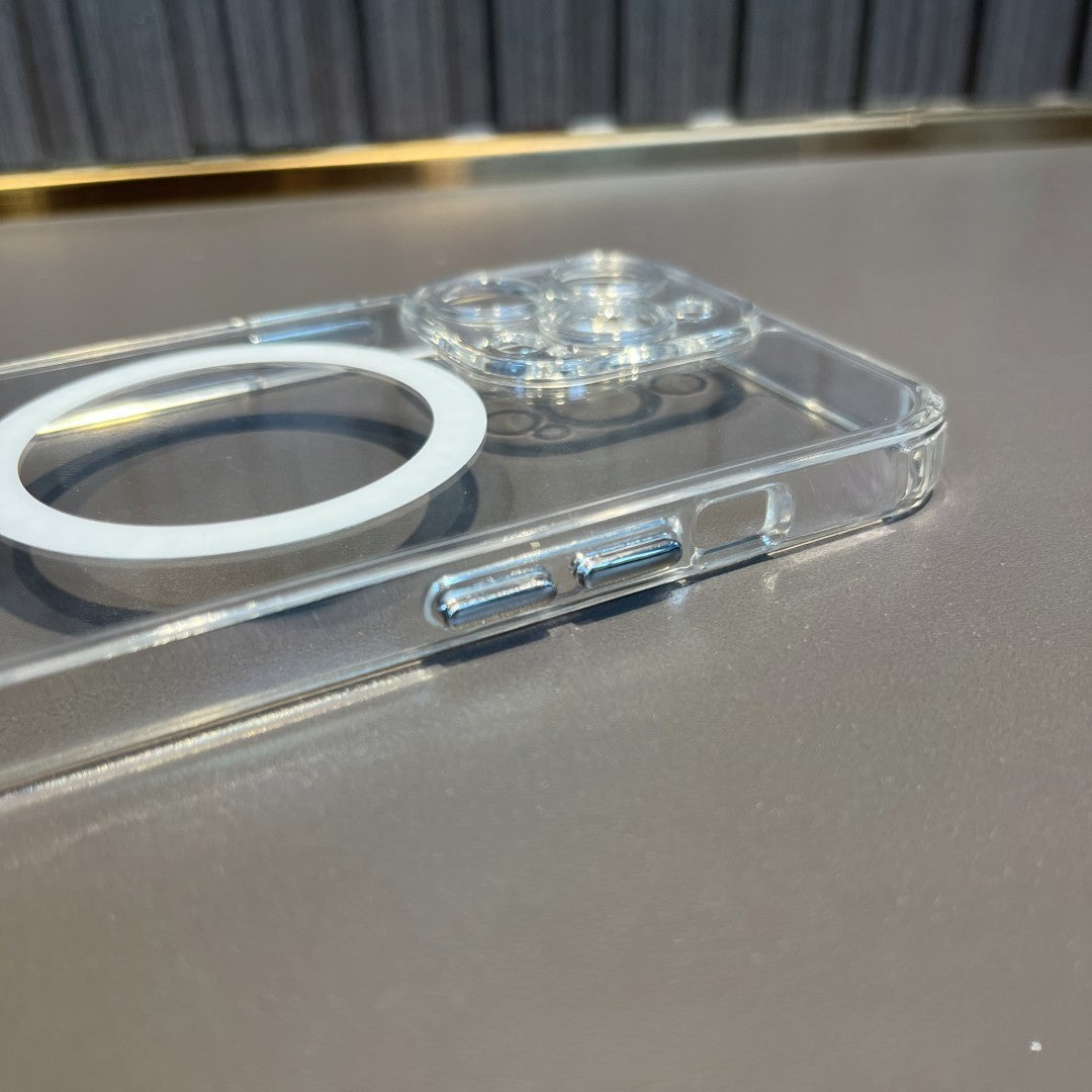 Husa protectie Klevo pentru iPhone 14 Pro Max Mag Safe, 2 in 1 incarcare si magnet, Silicon si Acril, Transparenta