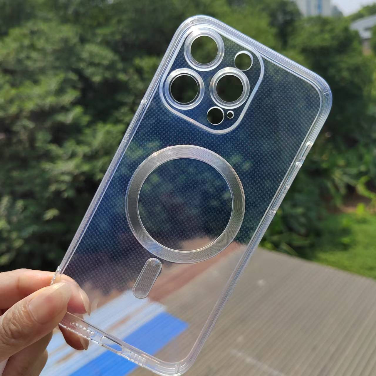 Husa protectie Klevo pentru iPhone 14 Pro Mag Safe, 2 in 1 incarcare si magnet, protectie camera, Silicone, Transparenta