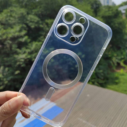 Husa protectie Klevo pentru iPhone 14 Pro Mag Safe, 2 in 1 incarcare si magnet, protectie camera, Silicone, Transparenta