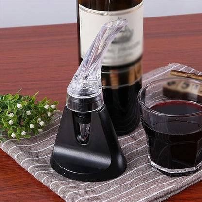 Aerator cu Turnator de Vin 2in1, Klevo, Decantare, Anti-Picurare, Fara Scurgere, 18x10x8cm, Negru