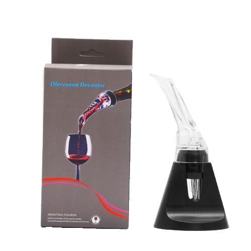 Aerator cu Turnator de Vin 2in1, Klevo, Decantare, Anti-Picurare, Fara Scurgere, 18x10x8cm, Negru