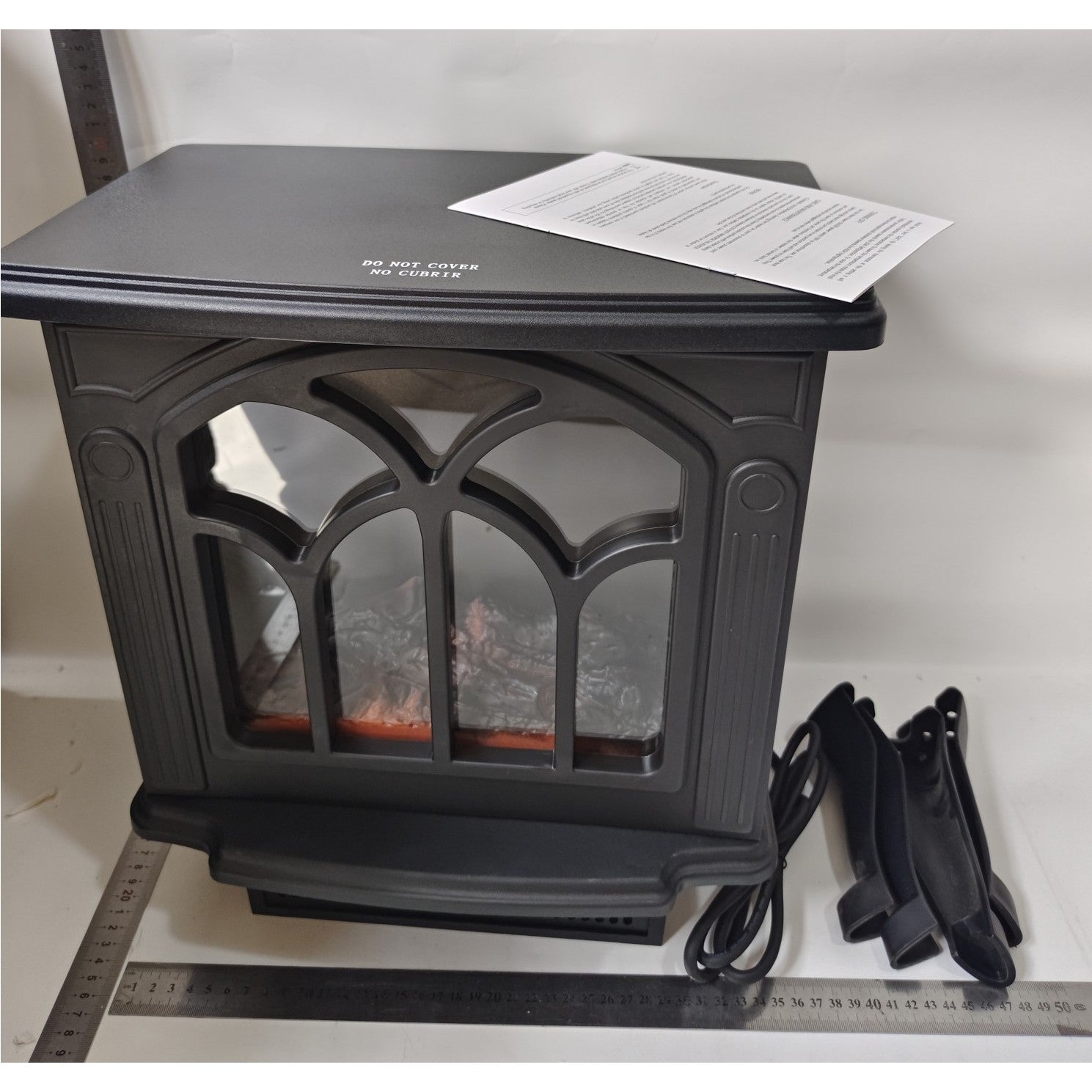 Semineu Electric, Klevo, cu Efect Flacara, 1500/1200W, Incalzire PTC, 220 V, din Plastic Ignifug, 38 x 23 x 45 cm, Negru