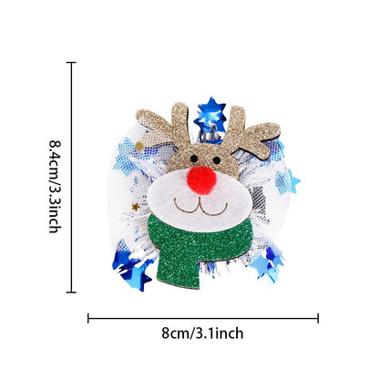 Agrafa de Par, Klevo, Tema Craciun, Model Ren, din Panza, 8.4 x 8 cm, Multicolor