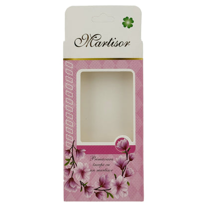 Ambalaje de Carton pentru Martisoare, Klevo, Set 200 Bucati, Cutii Brosa, Model Floral, Roz deschis