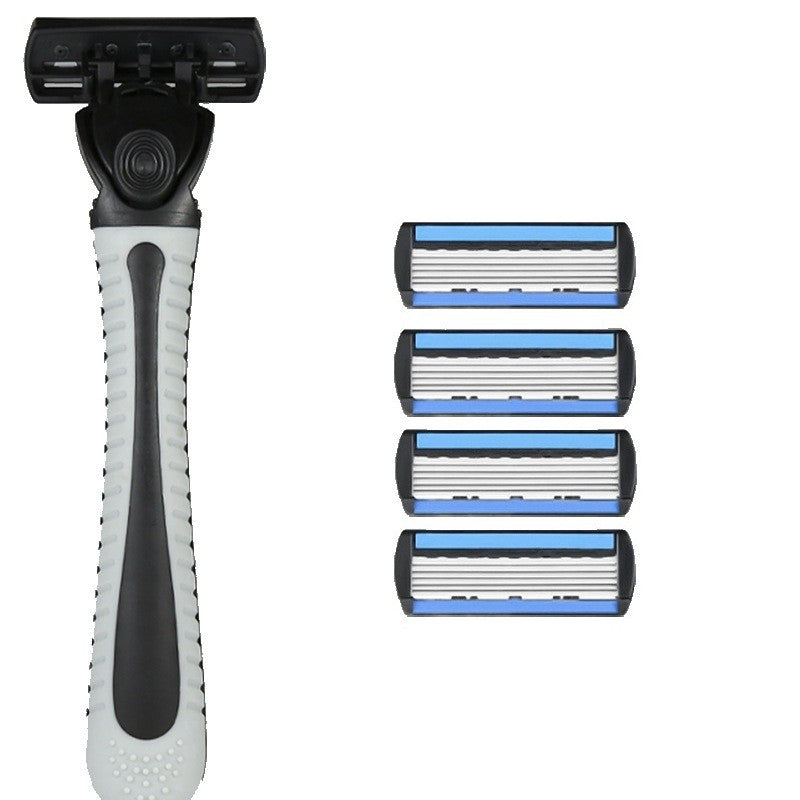 Aparat de Ras Manual, Klevo, din Otel Inoxidabil, Suport Lama + 4 Capete de Schimb Incluse, Cutie pentru Lame, Negru