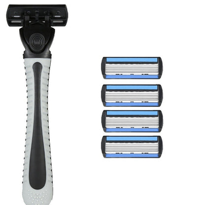 Aparat de Ras Manual, Klevo, din Otel Inoxidabil, Suport Lama + 4 Capete de Schimb Incluse, Cutie pentru Lame, Negru