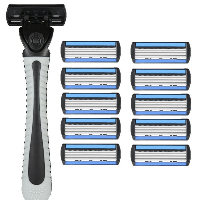 Aparat de Ras Manual, Klevo, din Otel Inoxidabil, Suport Lama + 10 Capete de Schimb Incluse, Cutie pentru Lame, Negru