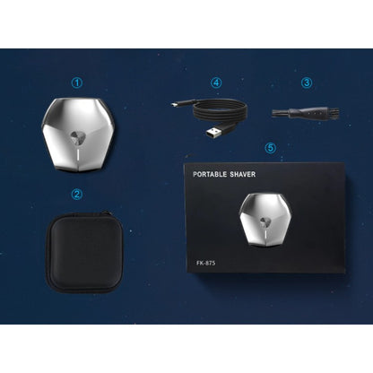 Aparat de Ras Portabil, Klevo, 8W, Autonomie 60 min, Incarcare Cablu Type C Inclus, Periuta de Curatare, Husa, Reincarcabil, 7.3x7.5x3.3 cm, Gri