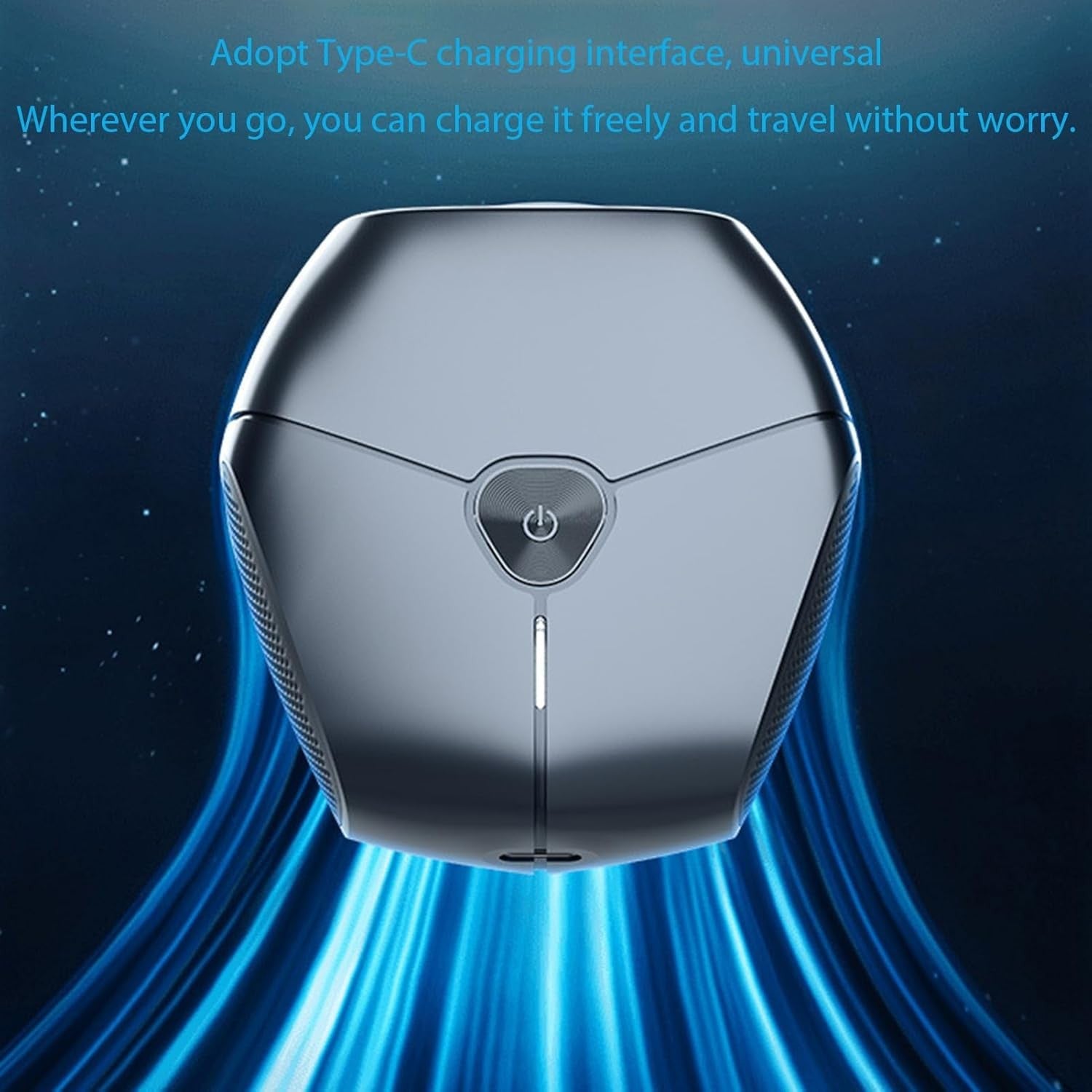 Aparat de Ras Portabil, Klevo, 8W, Autonomie 60 min, Incarcare Cablu Type C Inclus, Periuta de Curatare, Husa, Reincarcabil, 7.3x7.5x3.3 cm, Negru
