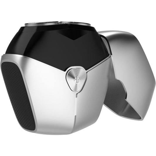 Aparat de Ras Portabil, Klevo, 8W, Autonomie 60 min, Incarcare Cablu Type C Inclus, Periuta de Curatare, Husa, Reincarcabil, 7.3x7.5x3.3 cm, Gri