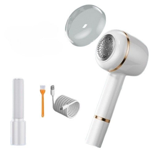 Aparat Pentru Curatat Scame, Par Si Praf, Klevo, Pentru Diferite Tipuri De Material, Cu Lame Din Otel Inoxidabil, Incarcare Prin USB Type-C, Cu Perie De Curatare, Cablu USB Si Stick Cu Lipici Incluse, Alb, 220 x 86 mm