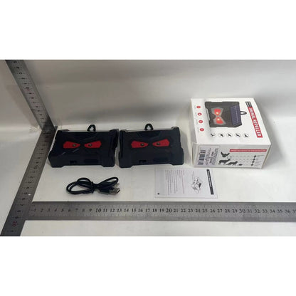Set 2 Aparate Solare LED cu Ultrasunete, Klevo, Repelent pentru Animale Mari si Mici, Lumina Rosie si Alba, Anti Rozatoare, Anti Insecte, Frecventa 9-36KHZ, 10.2 x 10.6 x 2.8 cm, Negru