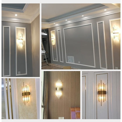 Aplica de Perete, Klevo, pentru Interior, din Otel Inoxidabil si Sticla, 40 x 16 cm, LED, Auriu