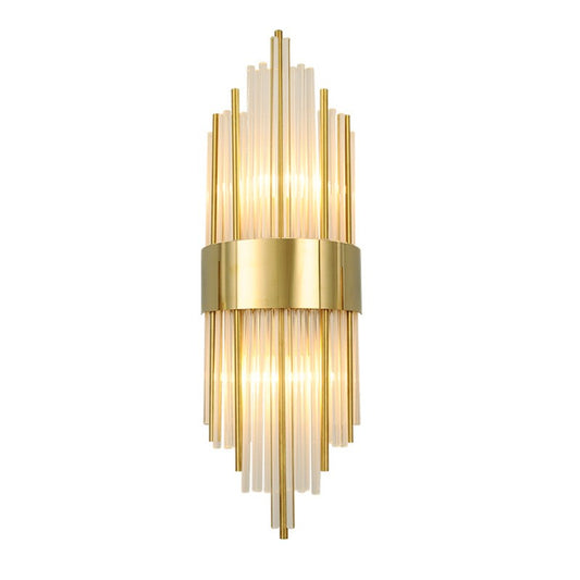 Aplica de Perete, Klevo, pentru Interior, din Otel Inoxidabil si Sticla, 40 x 16 cm, LED, Auriu