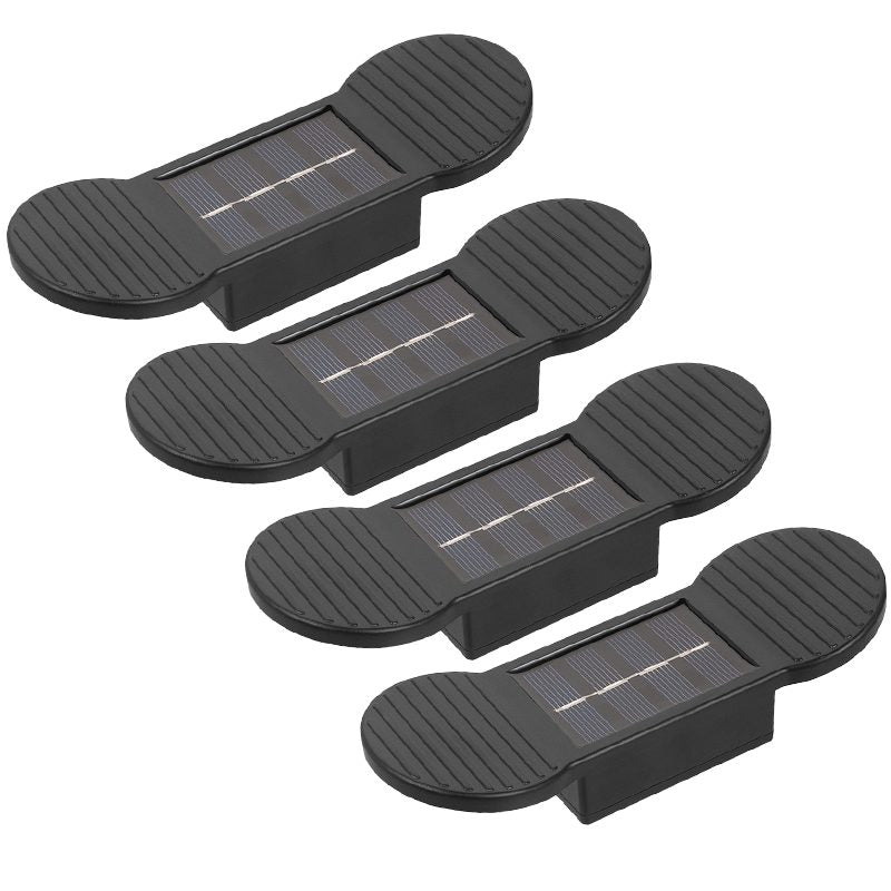 Aplica solara LED, Klevo, Set 4 Bucati, ABS/Policarbonat, rezistenta la apa IP65, 2 LED-uri SMD, pentru perete, scari, 1.2V, 600mah, 16 x 5.9 x 3.3  cm, Lumina Alb calda, Negru