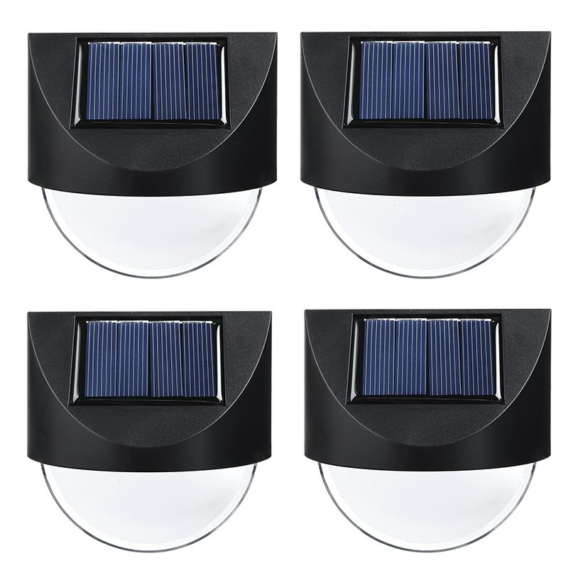 Aplica Solara LED pentru Gradina, Klevo, Set 4 Bucati, ABS/Policarbonat, Rezistent la Apa IP65, 1 LED, pentru gradina, casa, balcon, terasa, 1.2V, 600mah, 8.8 x 8.5 cm, Lumina Alb Rece, Negru