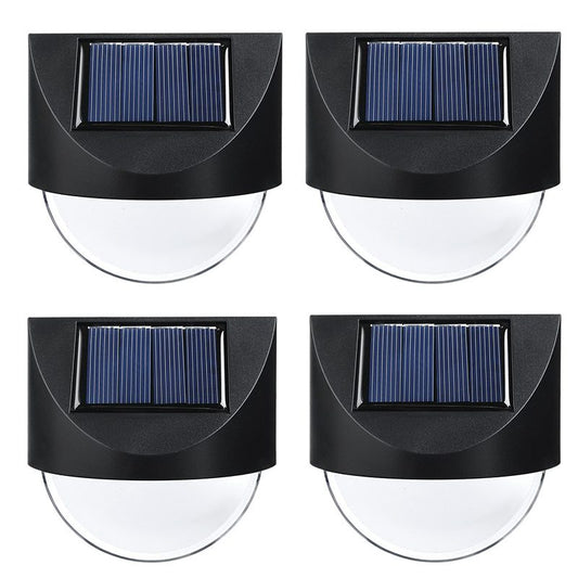 Aplica Solara LED pentru Gradina, Klevo, Set 4 Bucati, ABS/Policarbonat, Rezistent la Apa IP65, 1 LED, pentru gradina, casa, balcon, terasa, 1.2V, 600mah, 8.8 x 8.5 cm, Lumina Alb Rece, Negru