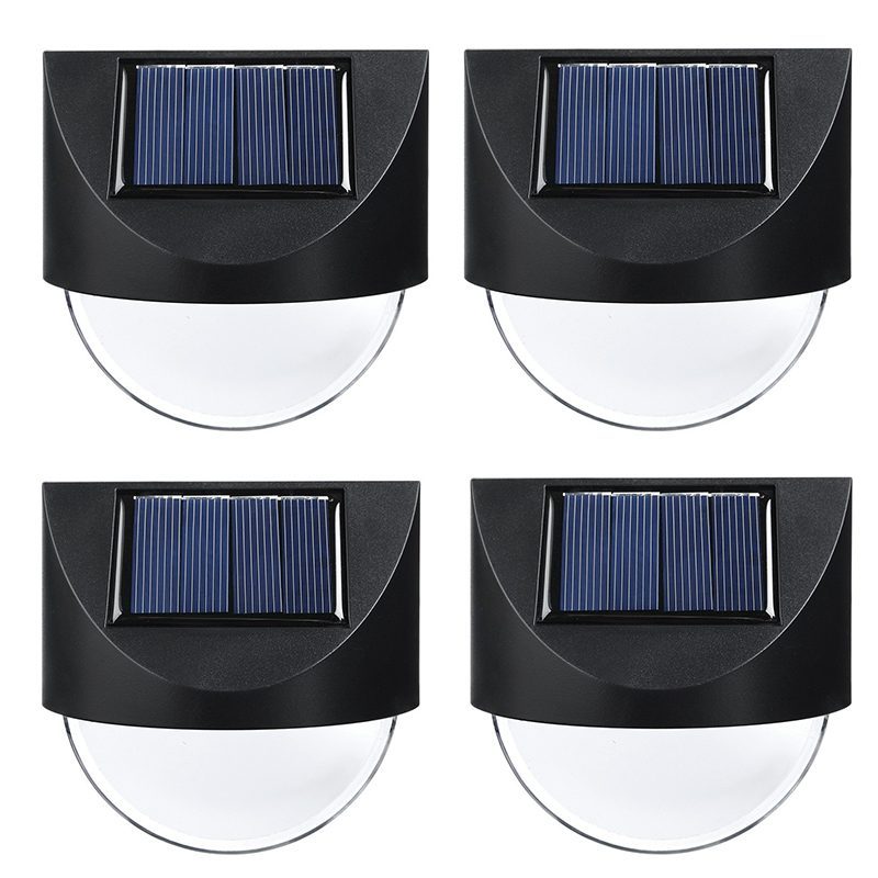 Aplica solara LED pentru Gradina, Klevo, Set 4 Bucati, ABS/Policarbonat, rezistent la apa IP65, 1 LED, pentru gradina, casa, balcon, terasa, 1.2V, 600mah, 8.8 x 8.5 cm, Alb Cald, Negru