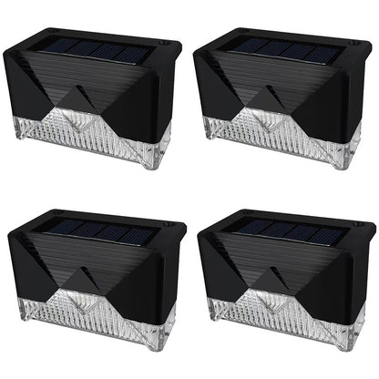 Aplica solara LED pentru Gradina, Klevo, Set 4 Bucati, ABS/Policarbonat, rezistenta la apa IP65, pentru trepte, borduri, terasa, 1.2V, 600mah, 7.9 x 5 cm, Lumina Alb calda, Negru