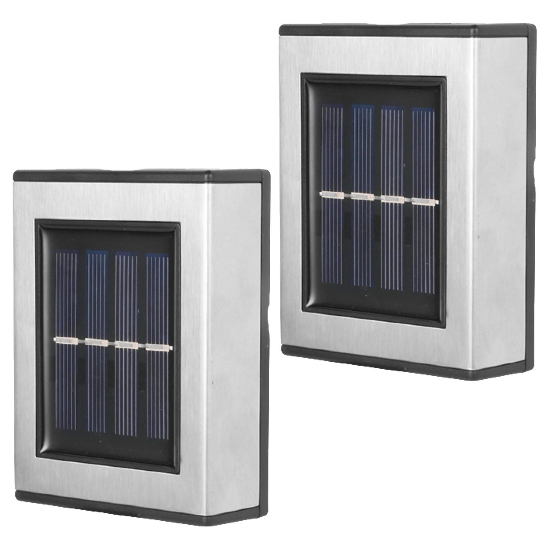 Aplica solara LED pentru Gradina, Klevo, Set 2 Bucati, ABS/Policarbonat, rezistenta la apa IP65, pentru trepte, borduri, terasa, 1.2V, 600mah, 10 x 7.5 x 3 cm, Lumina Alb Calda, Negru