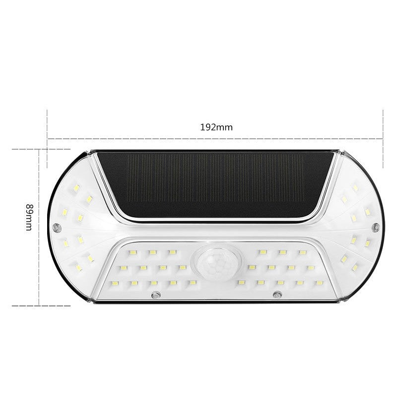 Aplica solara LED SMD pentru perete Klevo, cu senzor de miscare, dreptunghiulara, IP44, luminozitate mare 40 LED-uri, 3.7V, 1200mah, autonomie 8 ore, 19.2 x 8.9 cm, alb rece