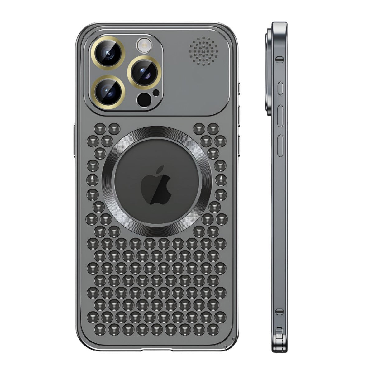 Husa MagSafe Aromaterapia Compatibila cu iPhone 15 Pro, Klevo, Suport Magnetic, Antisoc, Antizgariere, Protectie Camera si Supraincalzire, din Aliaj de Aluminiu, Negru