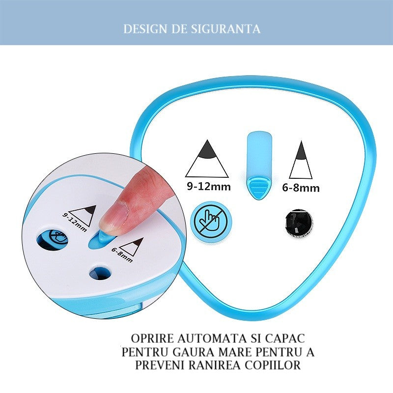 Ascutitoare Electrica cu 2 Gauri, Klevo, Gri, Baterii 4 x AA (neincluse), 7.5 x 7.5 x 7.5 cm, Albastru