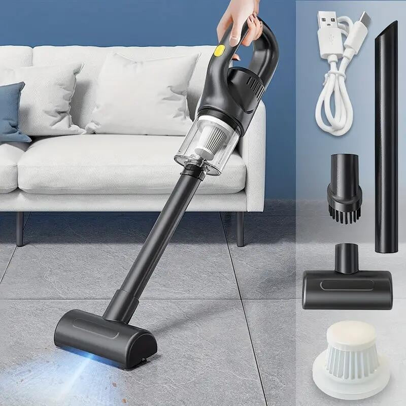 Aspirator Portabil fara Fir, Klevo, Incarcare USB, Pentru Casa si Masina, Autonomie 45 min, Negru