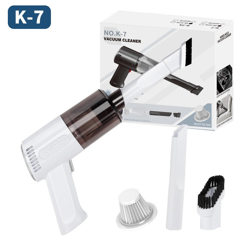 Aspirator Portabil Fara Fir, Klevo, Tip Pistol K7, Pentru Casa si Masina, Incarcare USB, Autonomie 30 Min, 36 x 17 cm, Alb