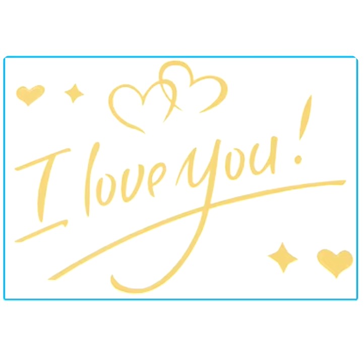 Autocolant I love You, Klevo, Tematica Iubire, 21x29 cm, Auriu
