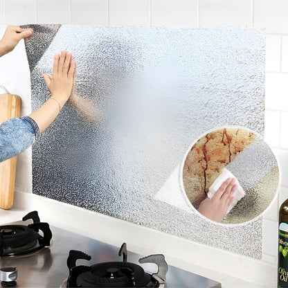 Autocolant pentru Bucătărie, Klevo, Tip Folie de Aluminiu, Rezistent la Ulei, Umezeală, Temperaturi Inalte, pentru Dulapuri, Perete, Blat, Argintiu, 60cm x 1m
