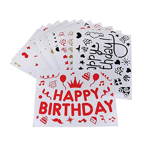 Sticker Autocolant pentru Baloane, Klevo, Tematica Aniversare, Model Happy Birthday, 29x21 cm, Rosu