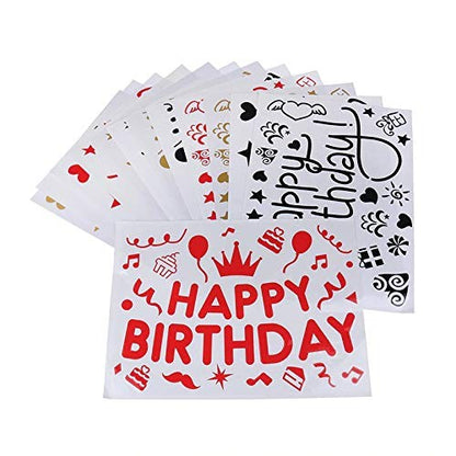 Sticker Autocolant pentru Baloane, Klevo, Tematica Aniversare, Model Happy Birthday, 29x21 cm, Rosu