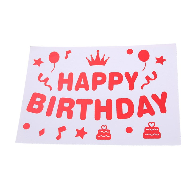 Sticker Autocolant pentru Baloane, Klevo, Tematica Aniversare, Model Happy Birthday, 29x21 cm, Rosu