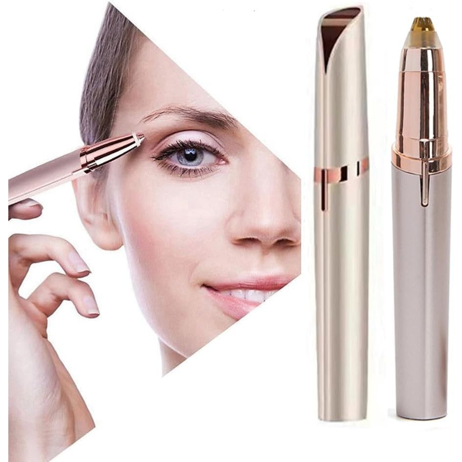Trimmer Facial, Klevo, pentru Sprancene, Incarcare USB, 1.5 x 13 cm, din ABS, Sampanie