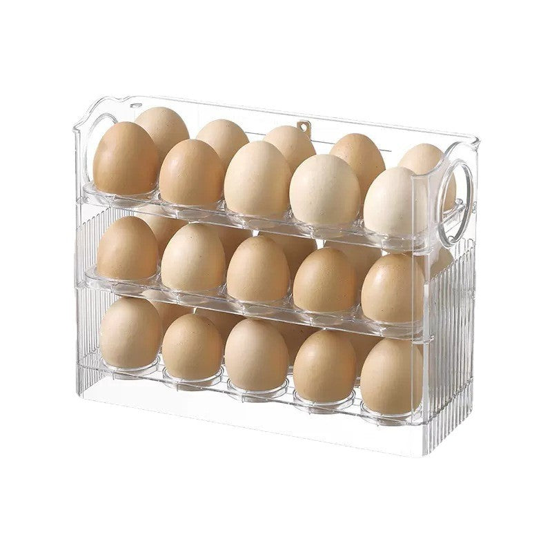 Suport Organizator pentru Oua, Klevo, Capacitate 30 Oua, Pentru Usa Frigiderului, 3 Straturi, din Plastic, Transparent