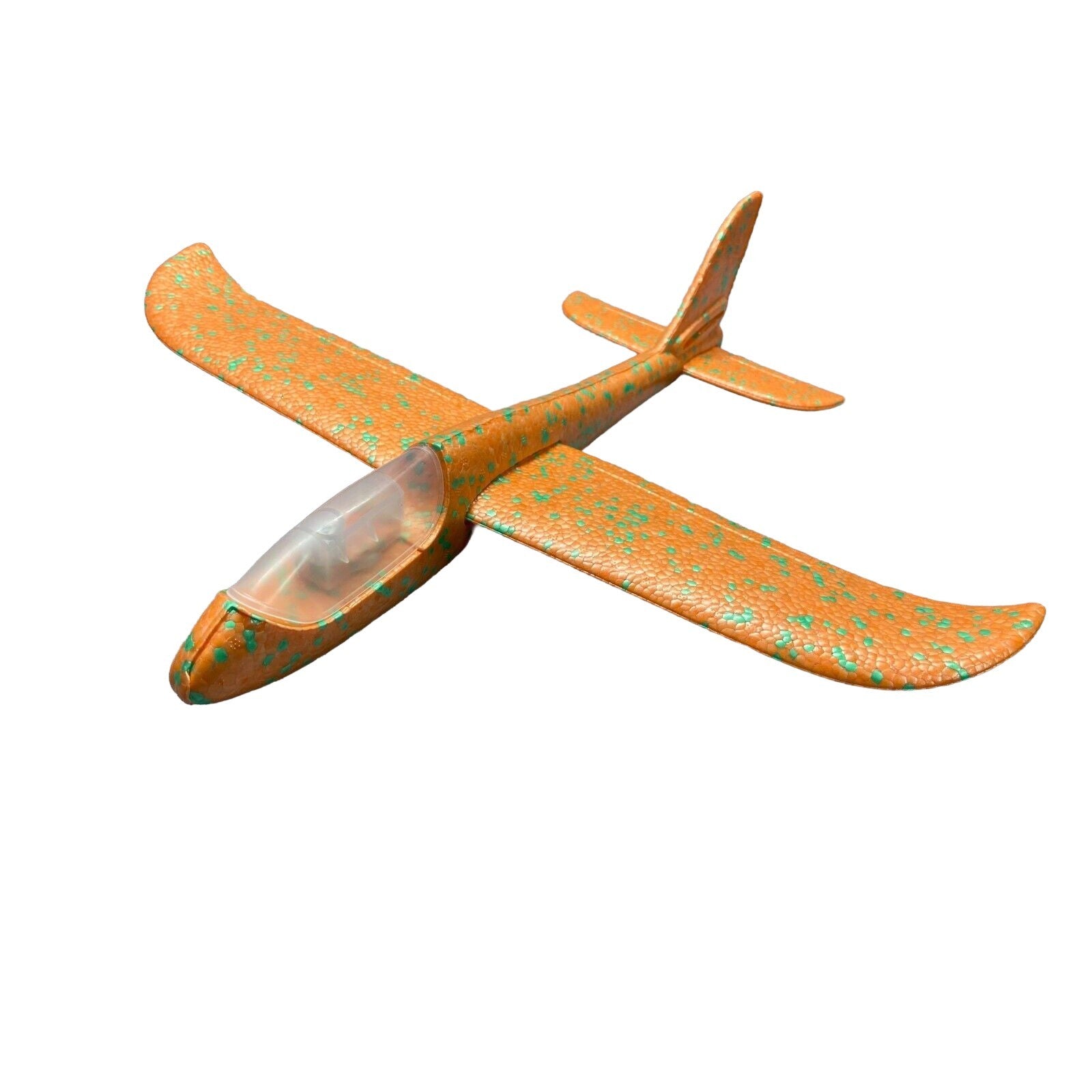 Avion Planor cu Pilot, Klevo, Din Polistiren, Cu Lumini in Cabina Pilotului, Lungime 47 cm, Portocaliu