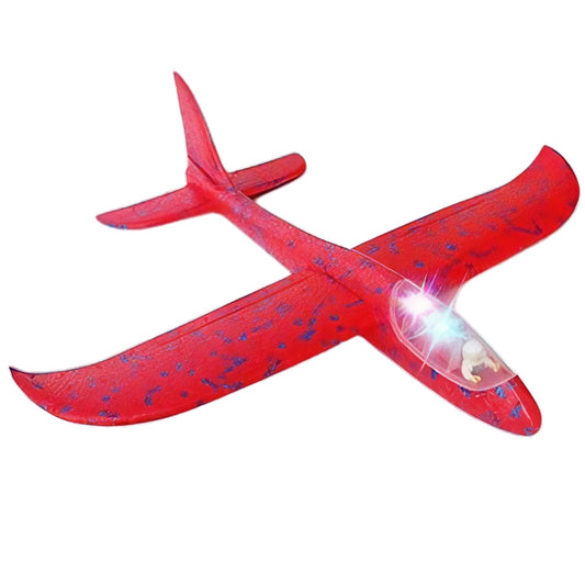 Avion Planor cu Pilot, Klevo, Din Polistiren, Cu Lumini in Cabina Pilotului, Lungime 47 cm, Rosu