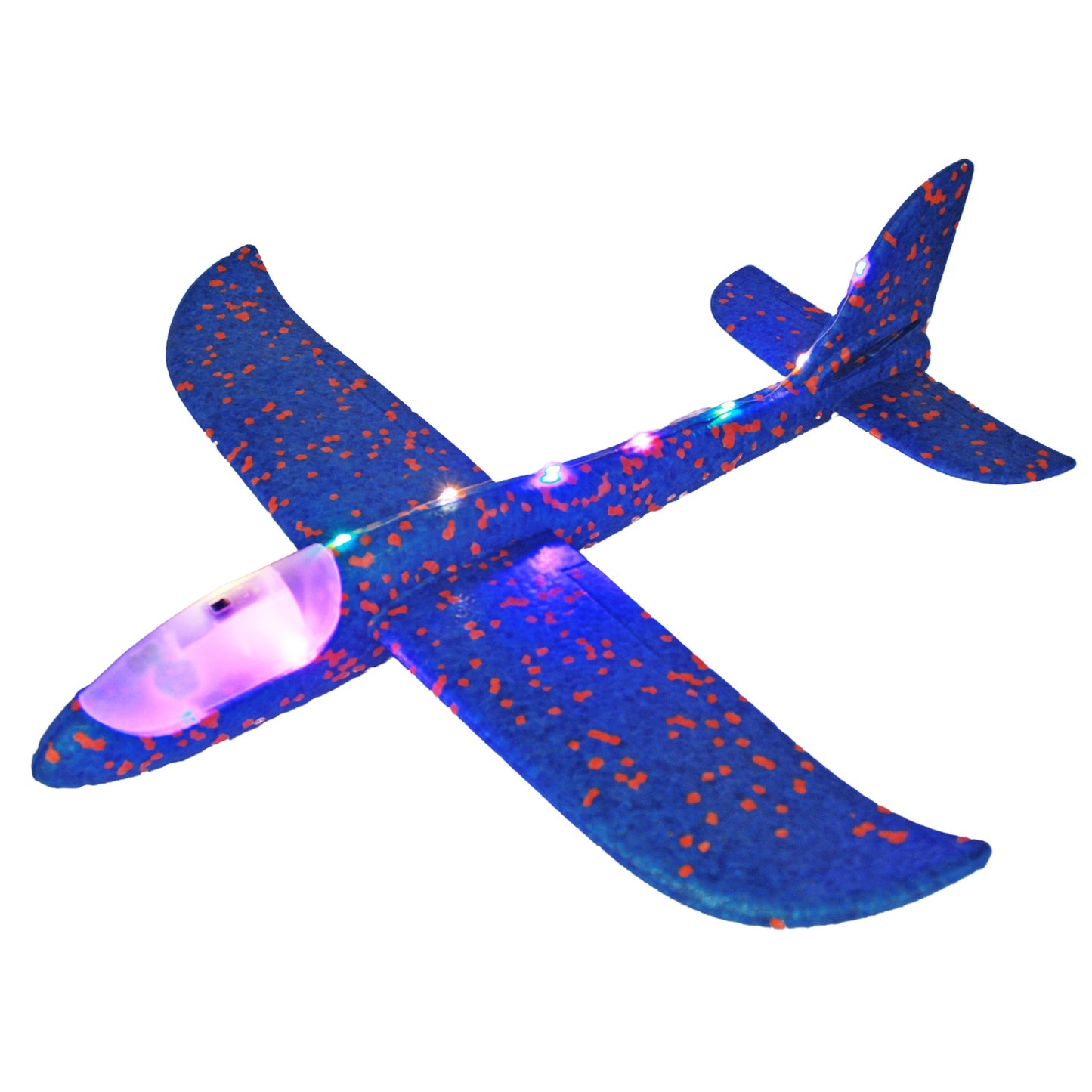 Avion Planor cu Pilot, Klevo, Din Polistiren, Cu Lumini pe Toata Lungimea, 47 cm, Albastru